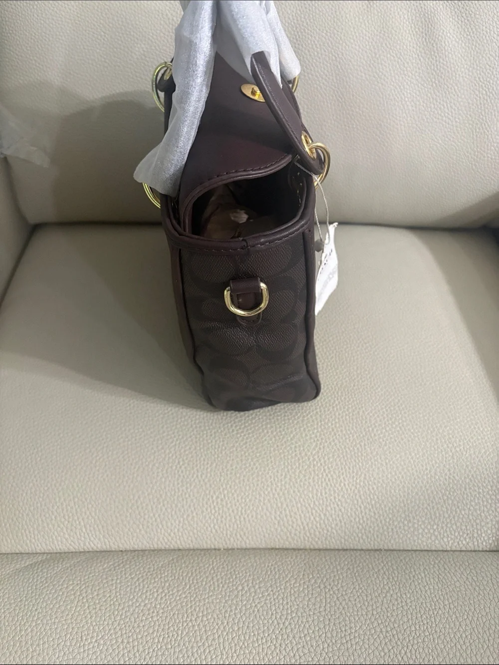 Coach Brown Signature Mini Satchel with Gold Hardware